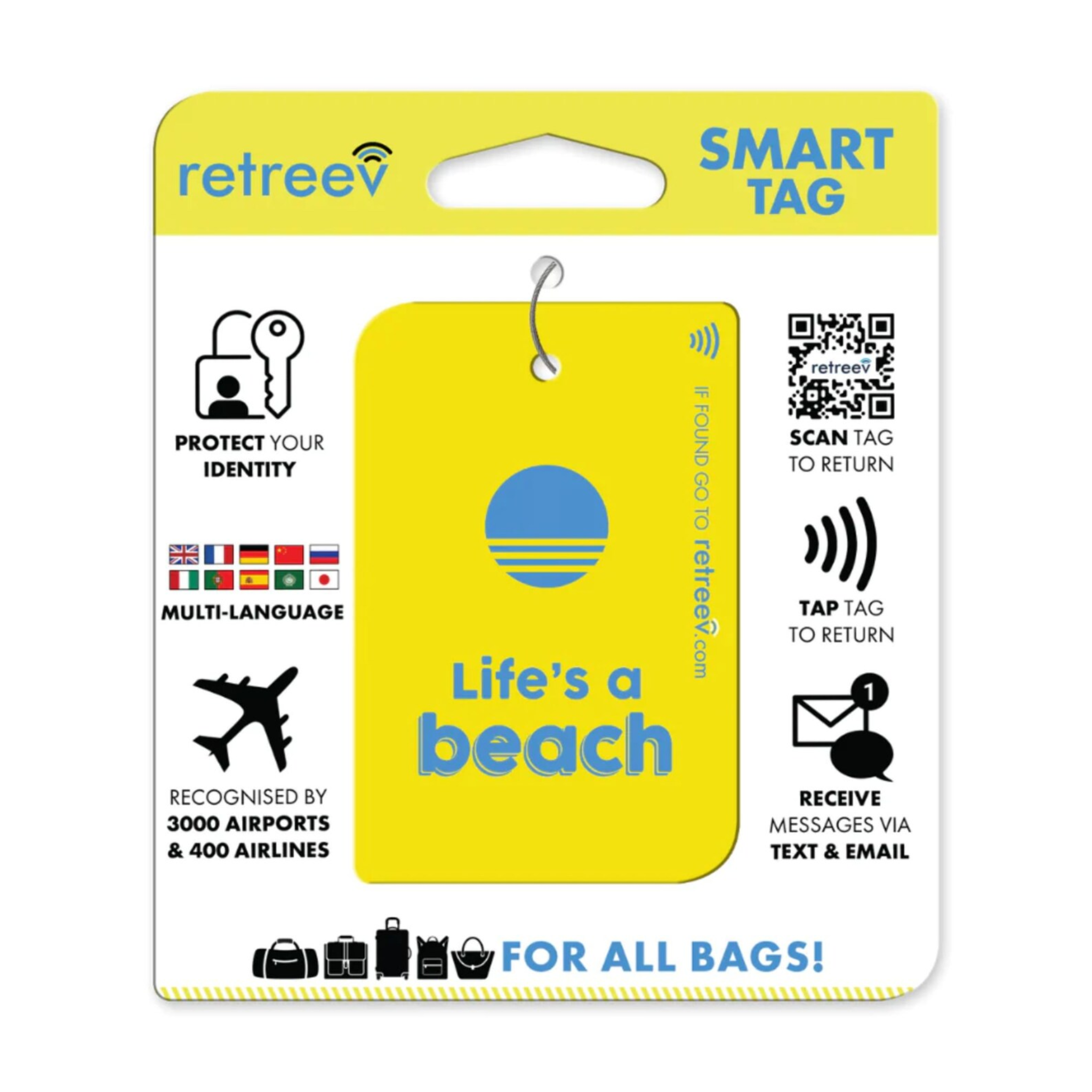 Retreev - SMART Luggage Tag with NFC (Life's a beach)