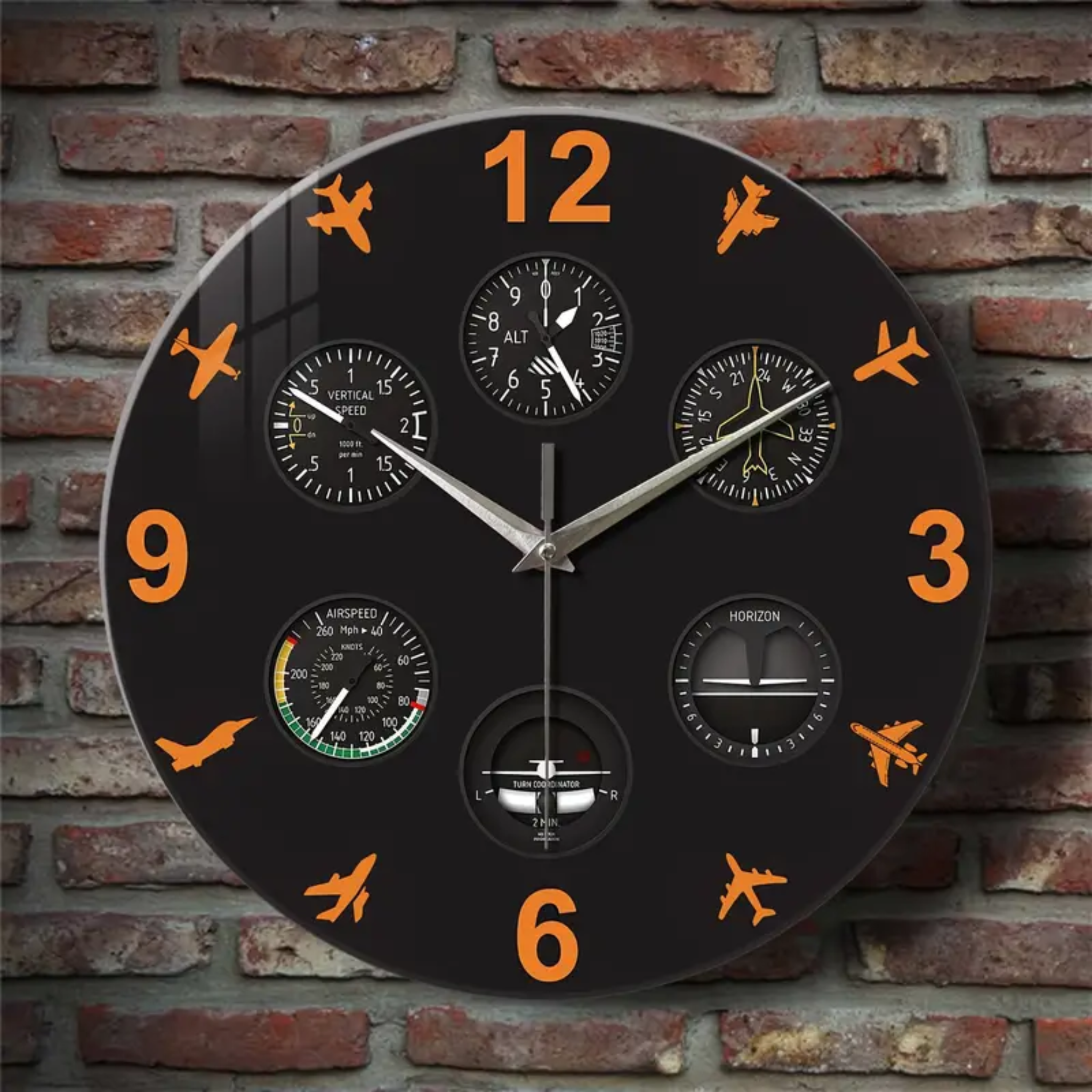 Premium Flight Instrument Panel Aviation Clock