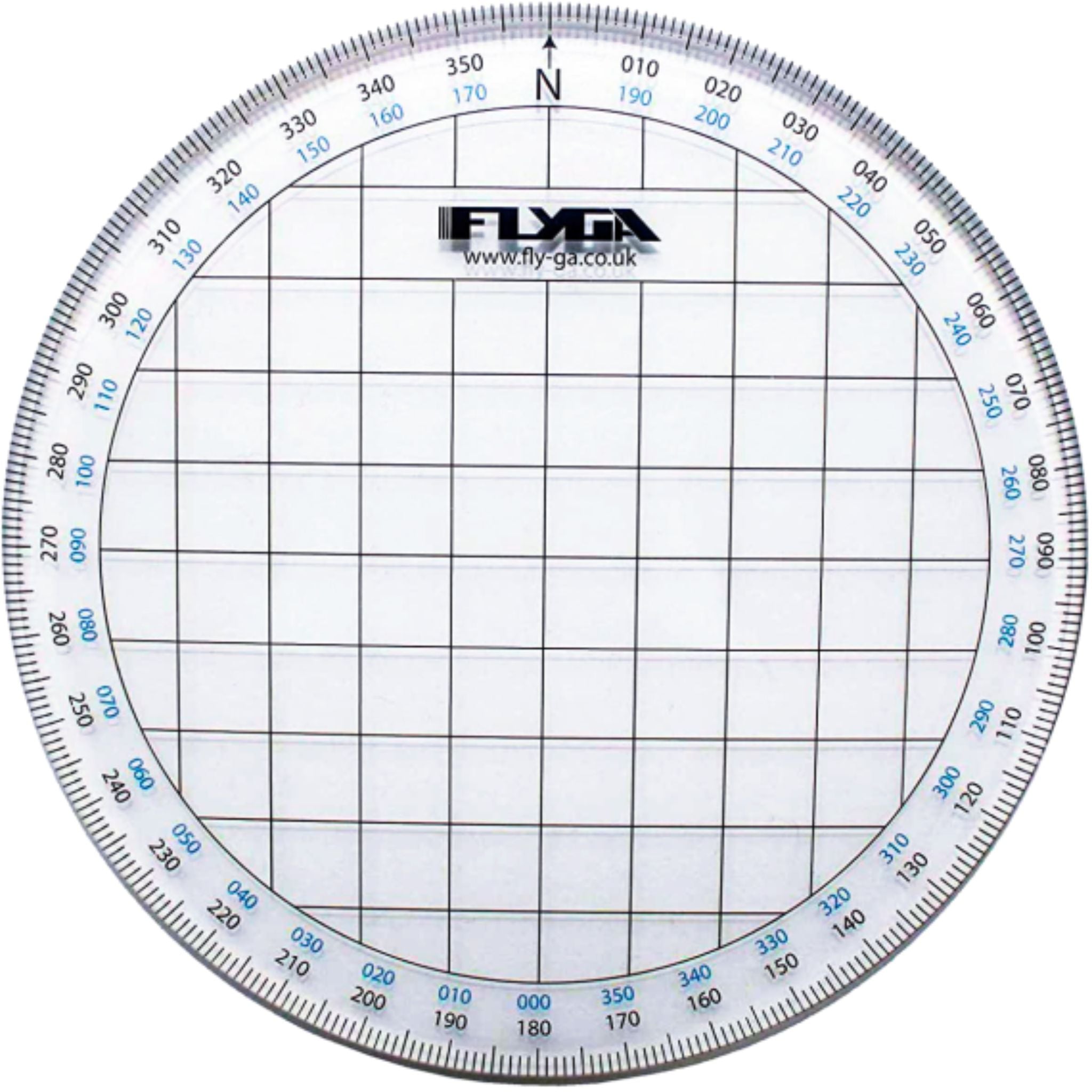 FlyGA - Nautical Map Navigation Protractor (Circle)