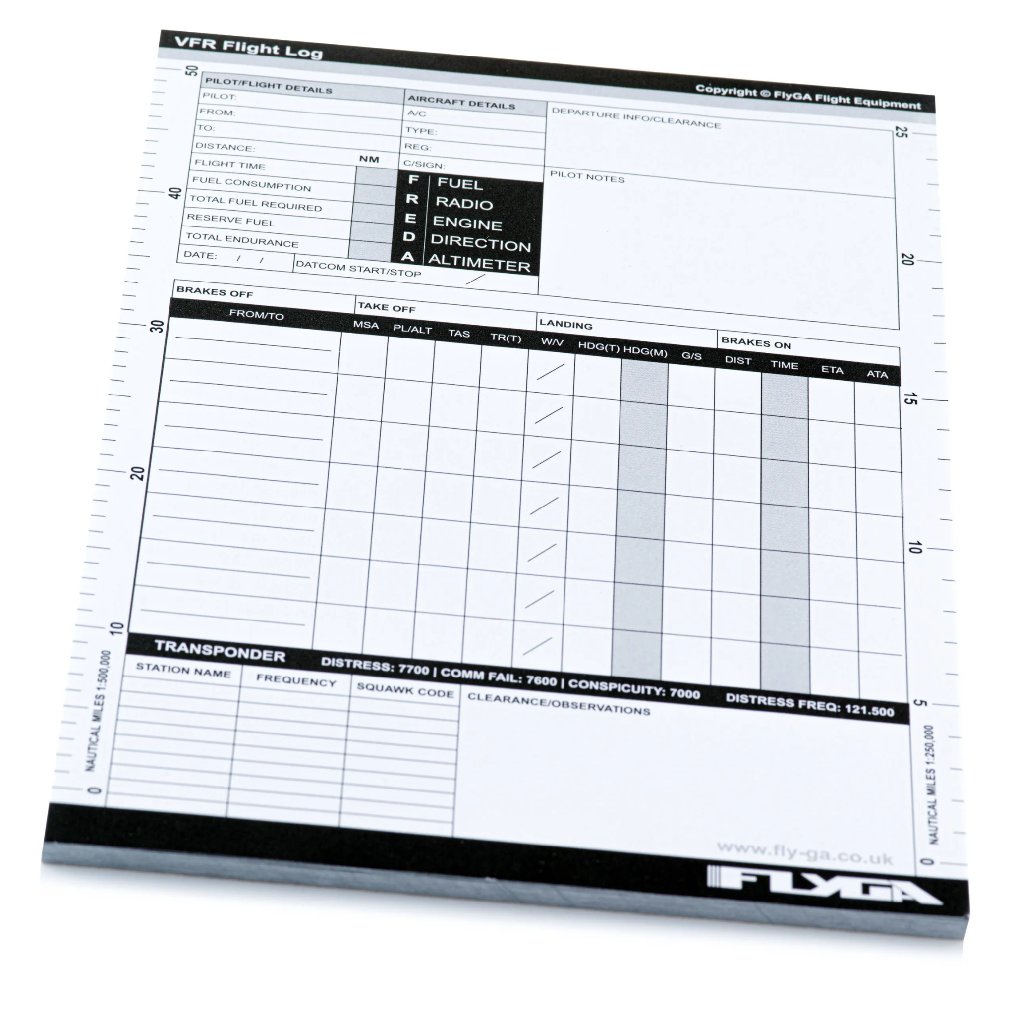 FlyGA - A5 VFR Pilot Log Pad (50 Page Plog) - 3 Pack