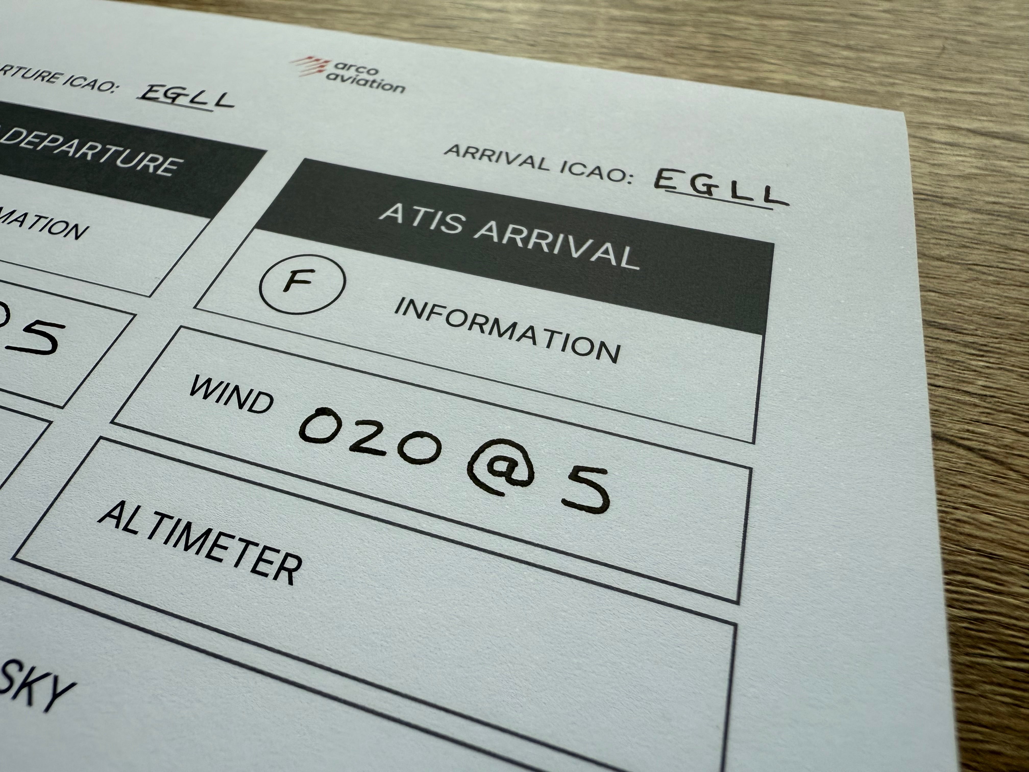 Arco Aviation - ATIS Briefing Sheets - Pack of 50 (A5)