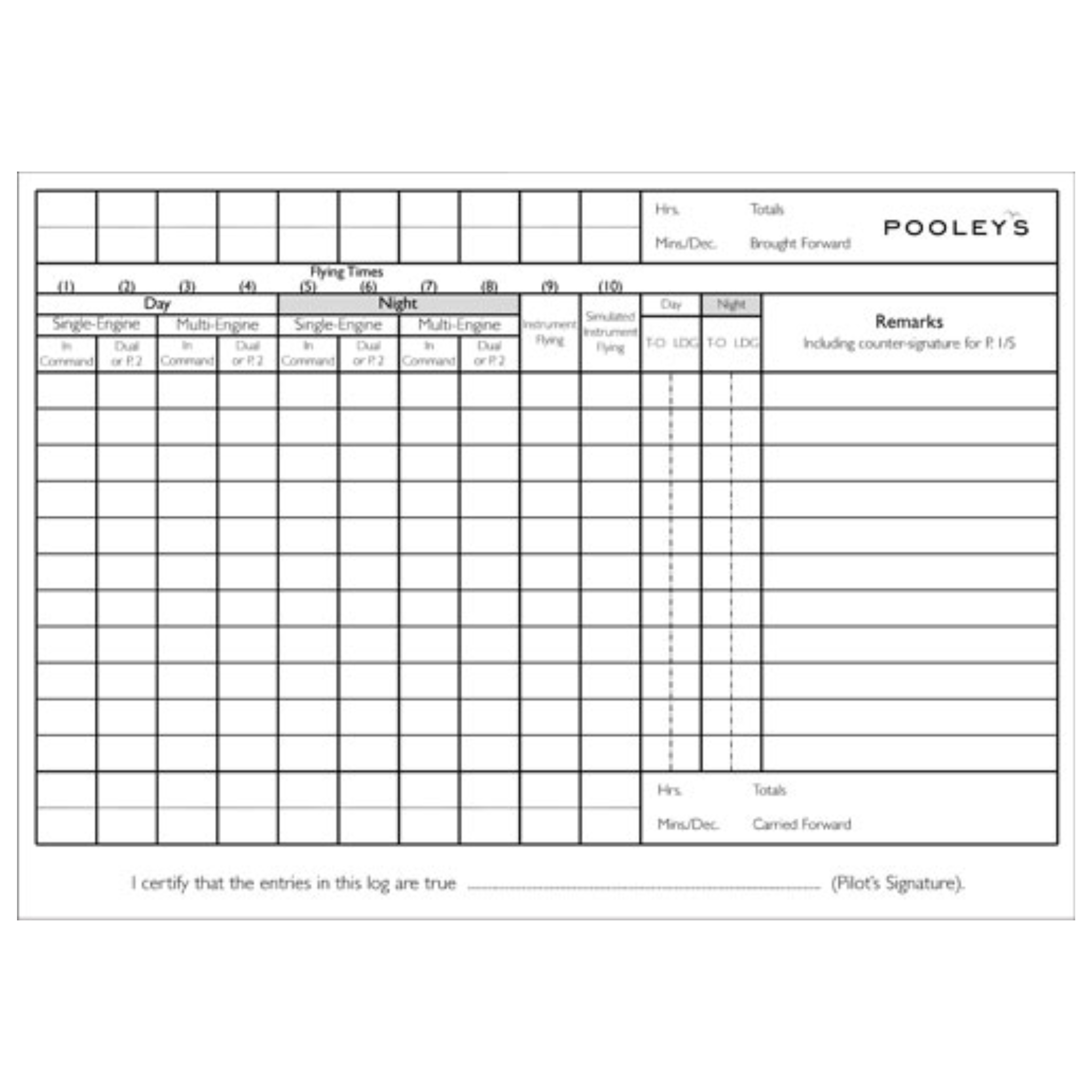 Pooleys -  Pilot's Flying Log Book