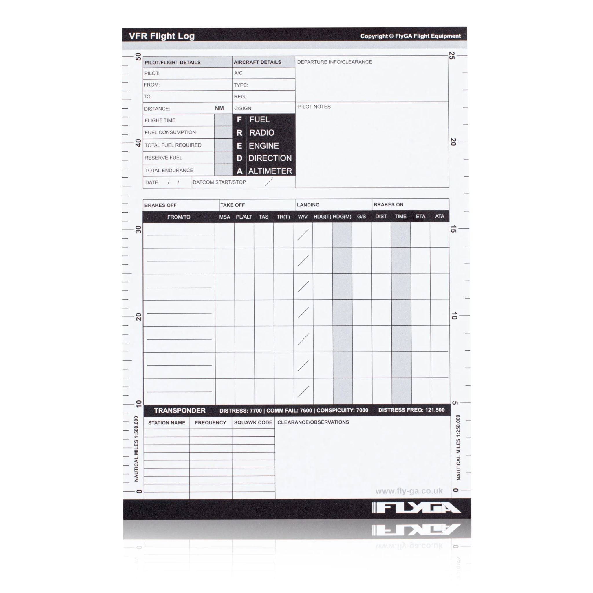FlyGA - A5 VFR Pilot Log Pad (50 Page Plog) - 3 Pack