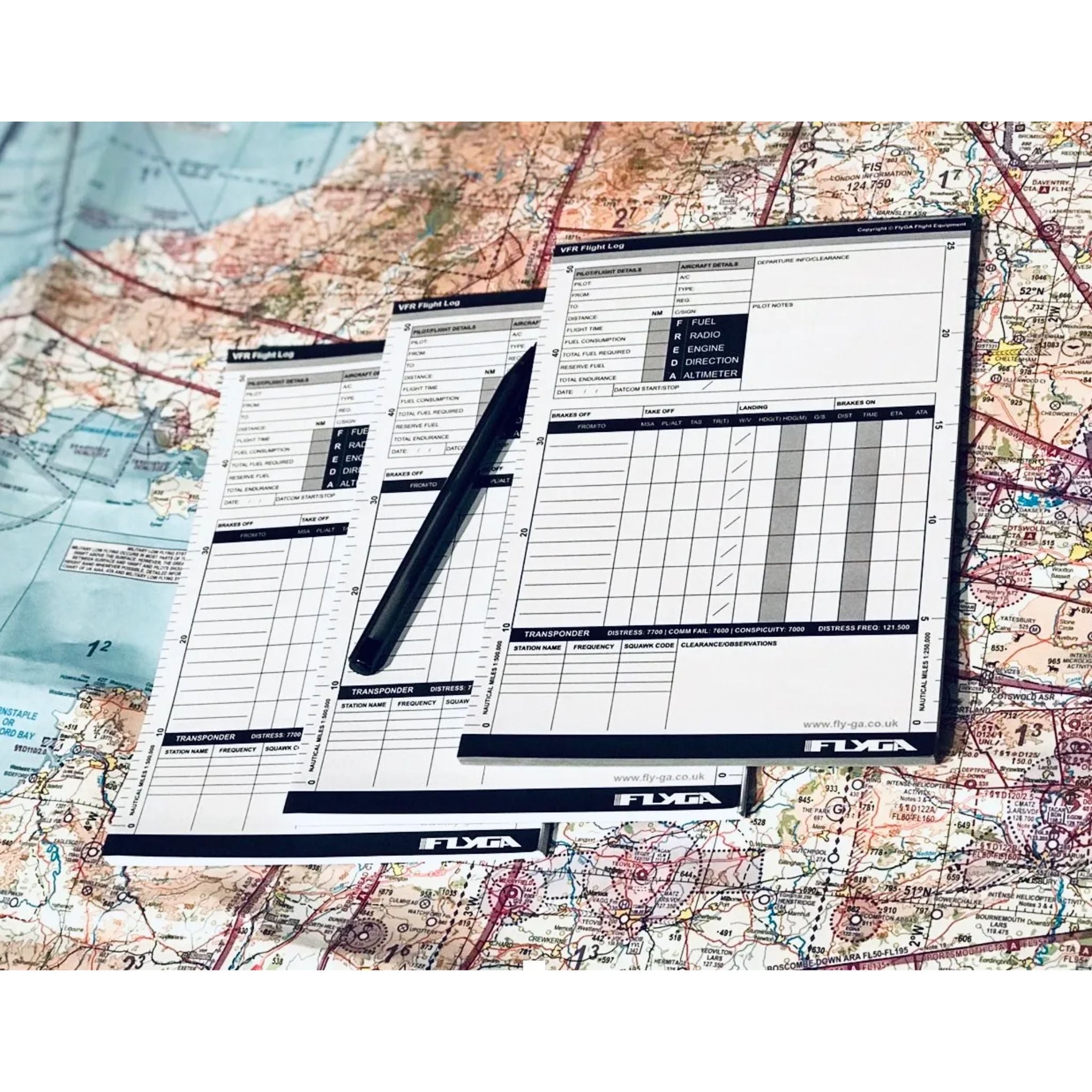 FlyGA - A5 VFR Pilot Log Pad (50 Page Plog) - 3 Pack